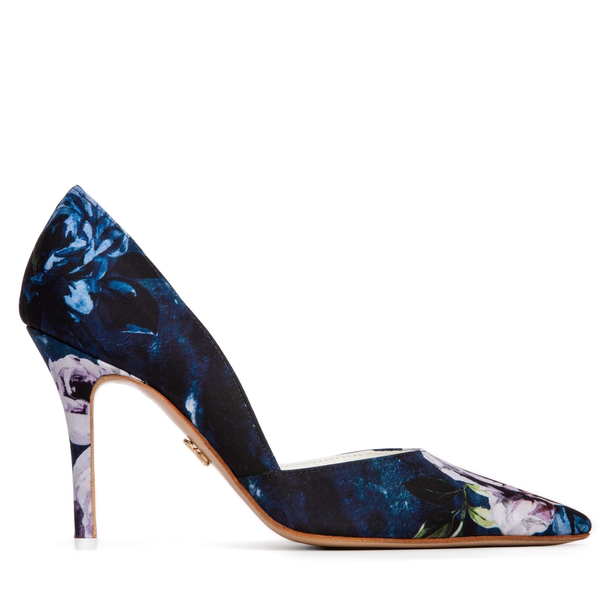 Allegra Stiletto Floral Satin & Leather Pump