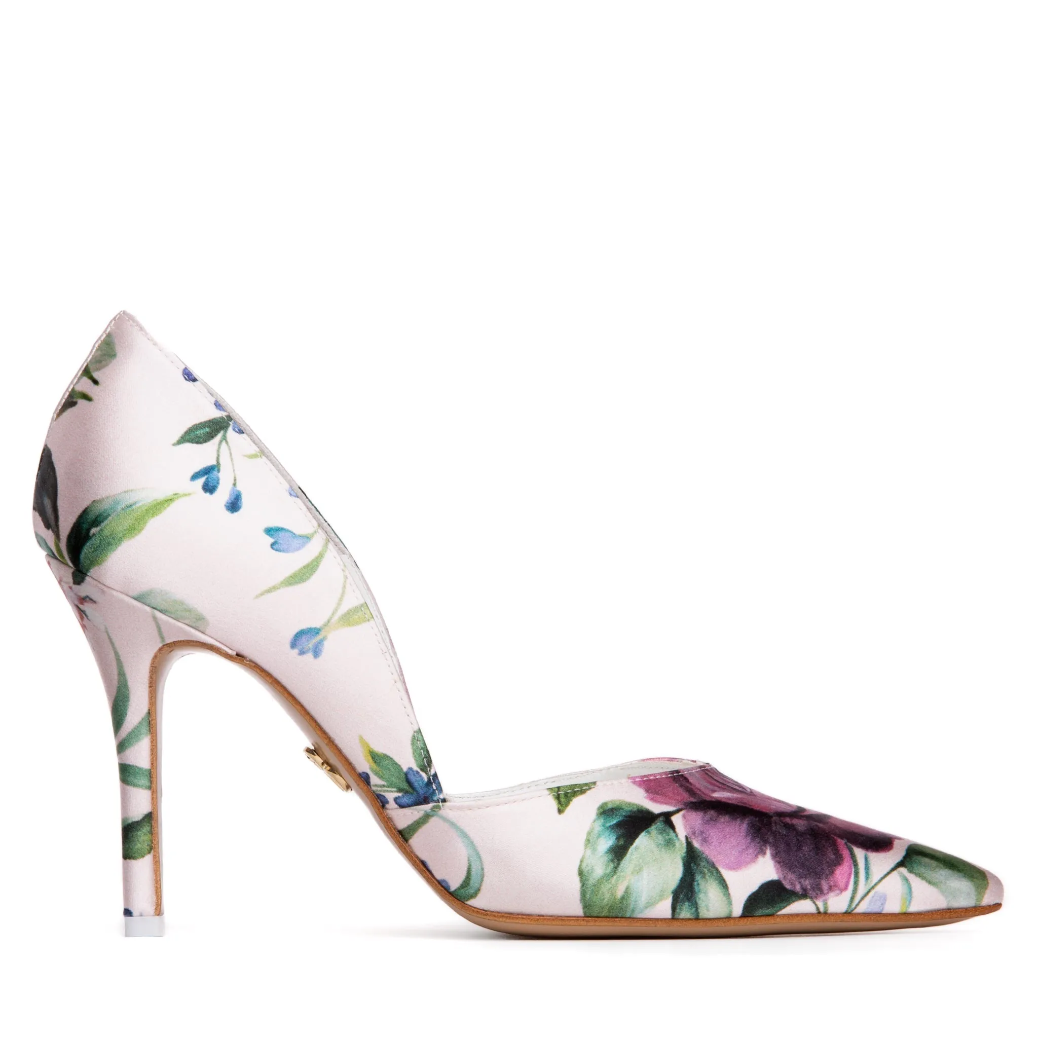 Allegra Stiletto Floral Satin & Leather Pump