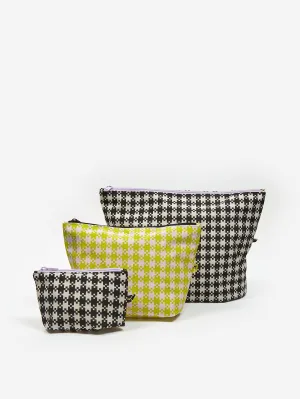 BAGGU Go Pouch Set - Black Pistachio Pixel Gingham