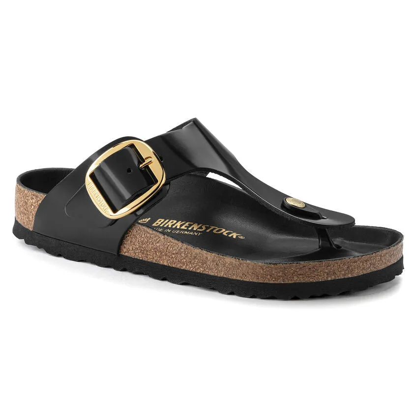 Birkenstock Women's Gizeh Big Buckle Natural Leather Patent (High Shine Black)