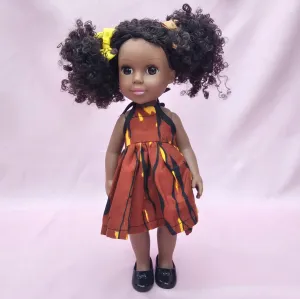 Black Doll - Afro Hair doll - Afro Doll Ankara Doll Dress - 1