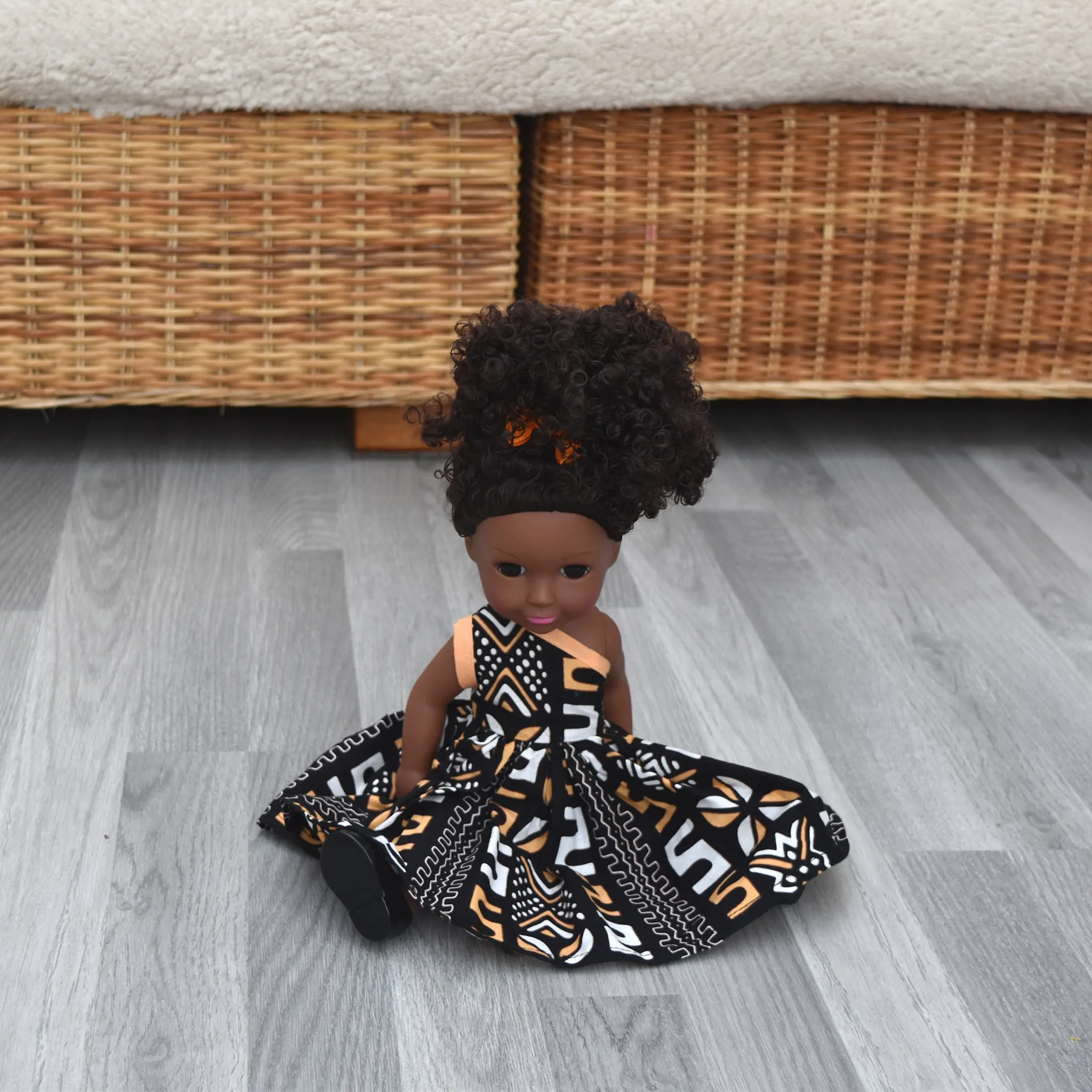 Black Doll - Afro Hair doll - Mix Race Doll - Afro Doll Ankara Doll Dress 17