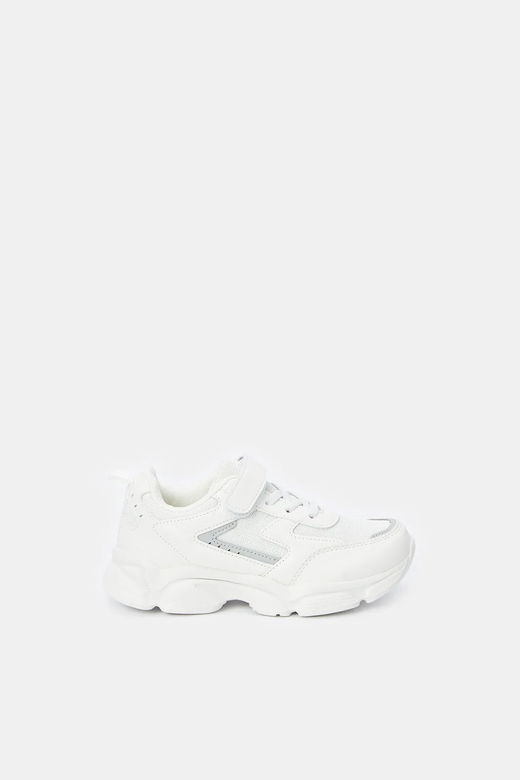 Boys White Material Block Chunky Sneakers