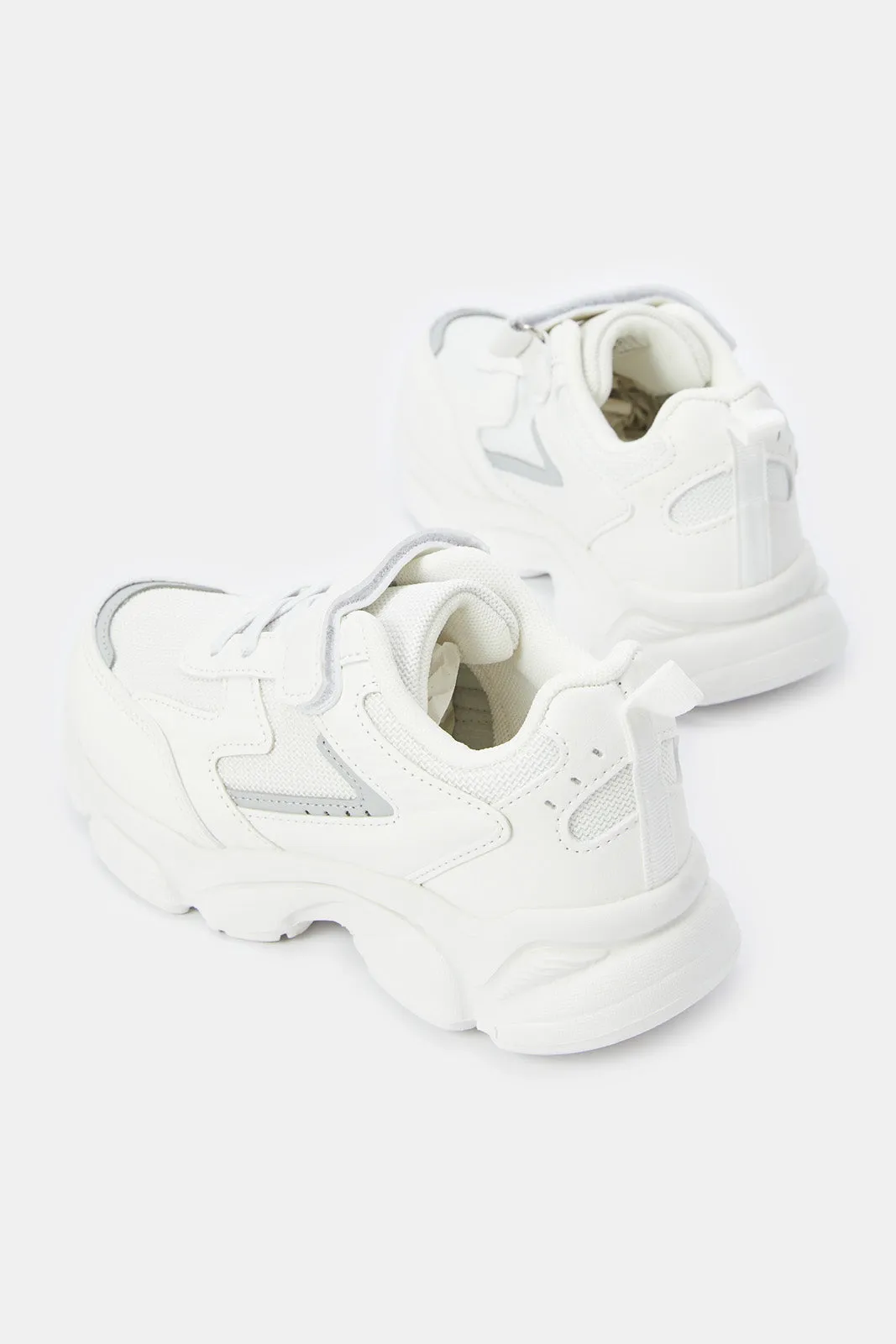 Boys White Material Block Chunky Sneakers