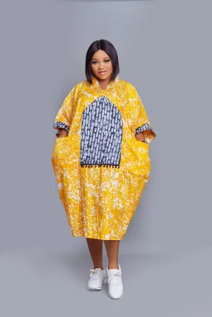 Chisimdi 2print Adire Bou-bou Dress