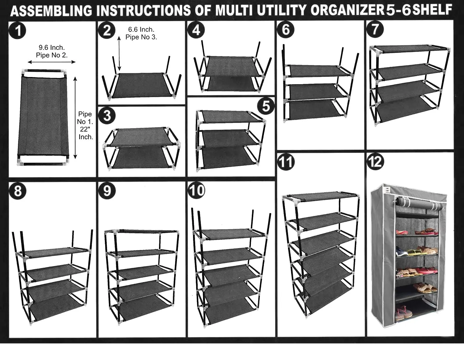 CMerchants Multipurpose Home Utility Portable Space Saving 6 Layer Shoe Rack Organizer Stand Brown