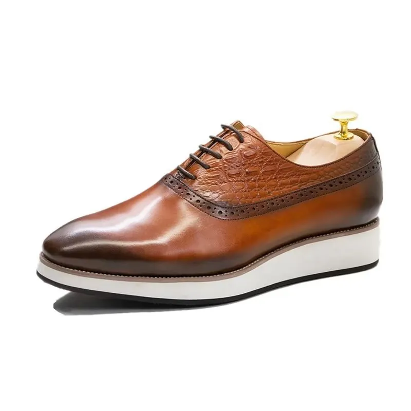 CrocLuxe Exquisite Croc-Textured Oxford Dress Shoes