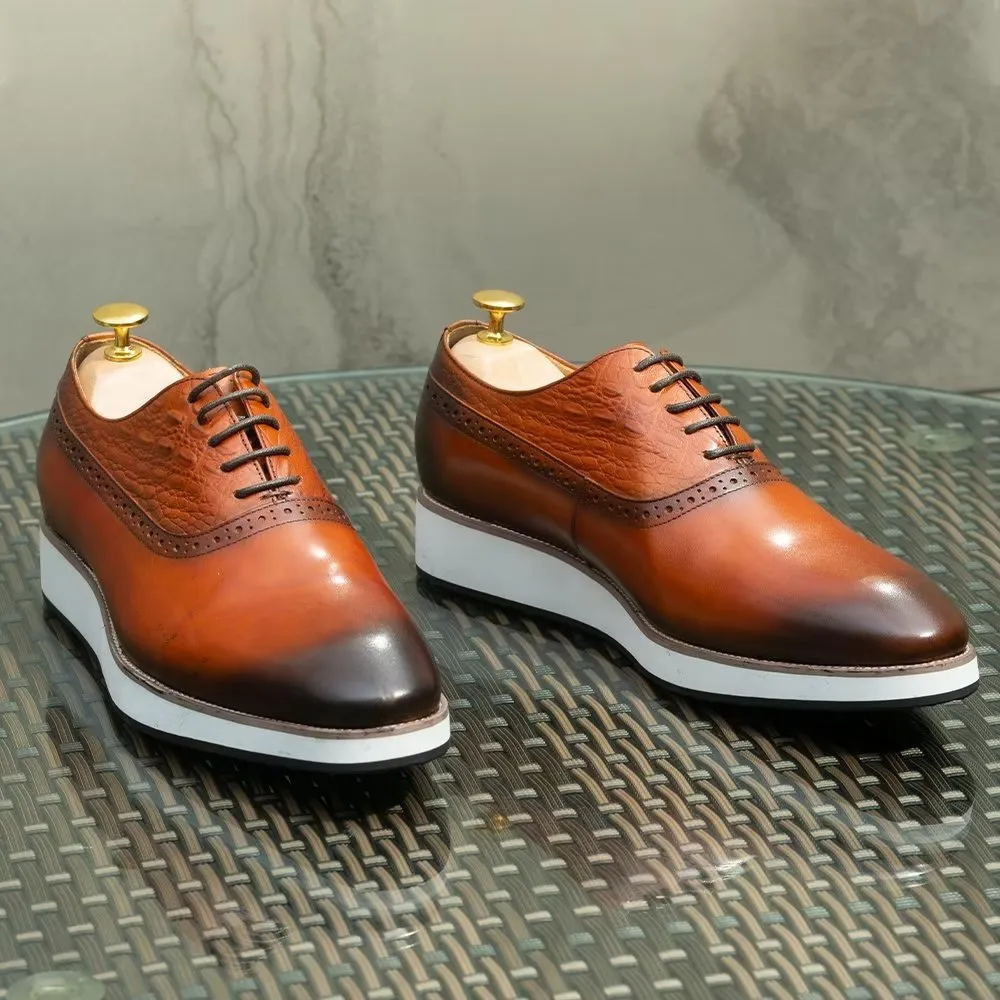 CrocLuxe Exquisite Croc-Textured Oxford Dress Shoes