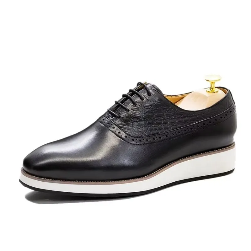 CrocLuxe Exquisite Croc-Textured Oxford Dress Shoes