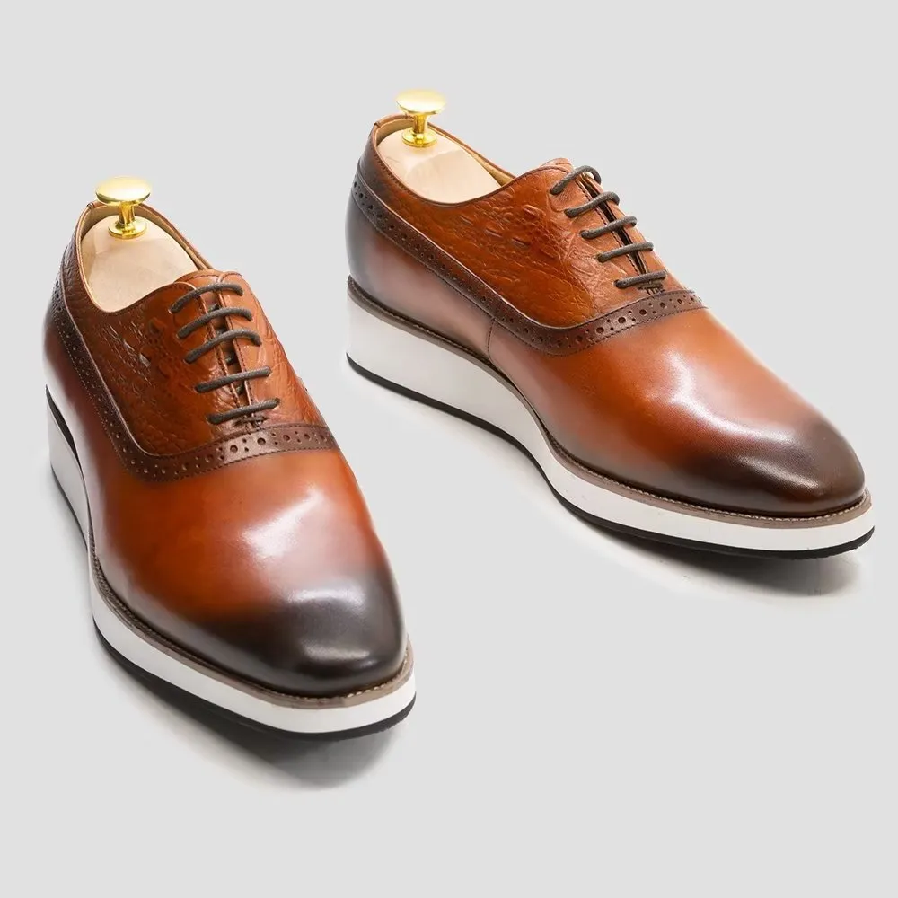 CrocLuxe Exquisite Croc-Textured Oxford Dress Shoes