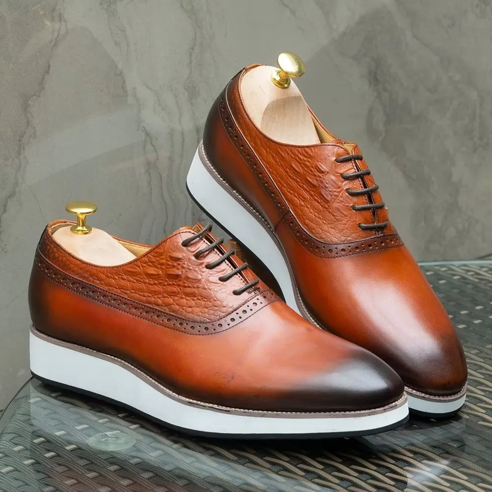 CrocLuxe Exquisite Croc-Textured Oxford Dress Shoes