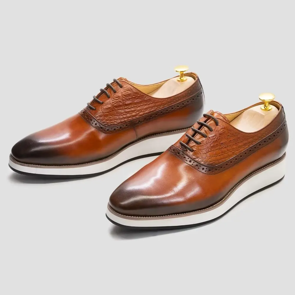 CrocLuxe Exquisite Croc-Textured Oxford Dress Shoes