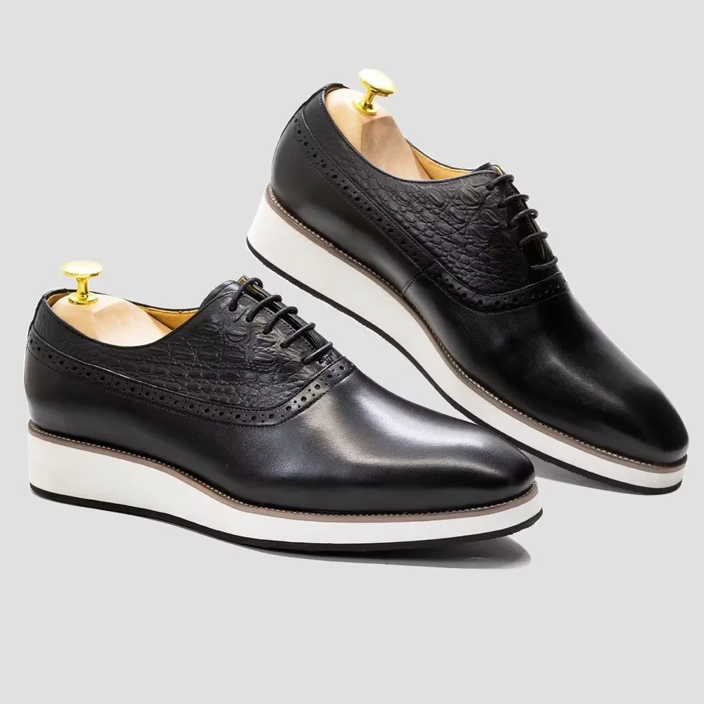 CrocLuxe Exquisite Croc-Textured Oxford Dress Shoes