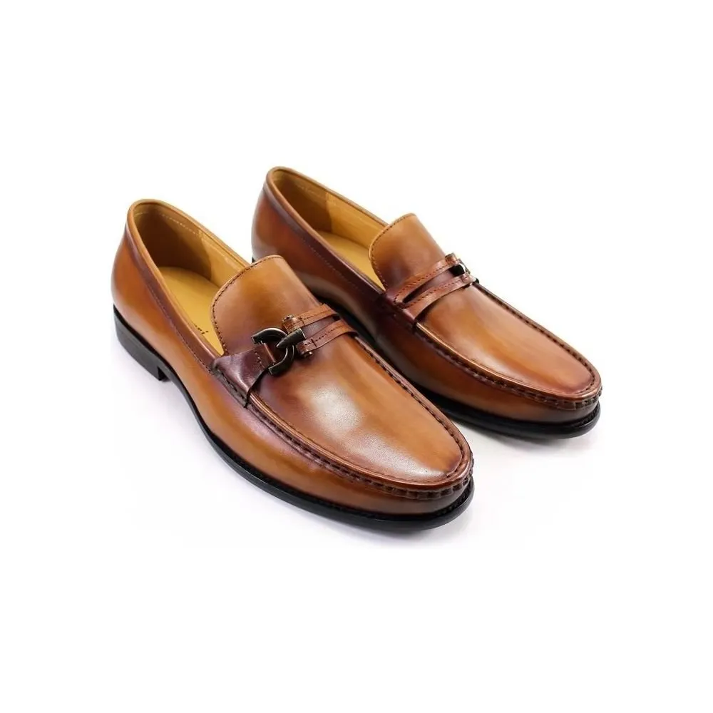 Elegant Leather Slip On Brogue Shoes