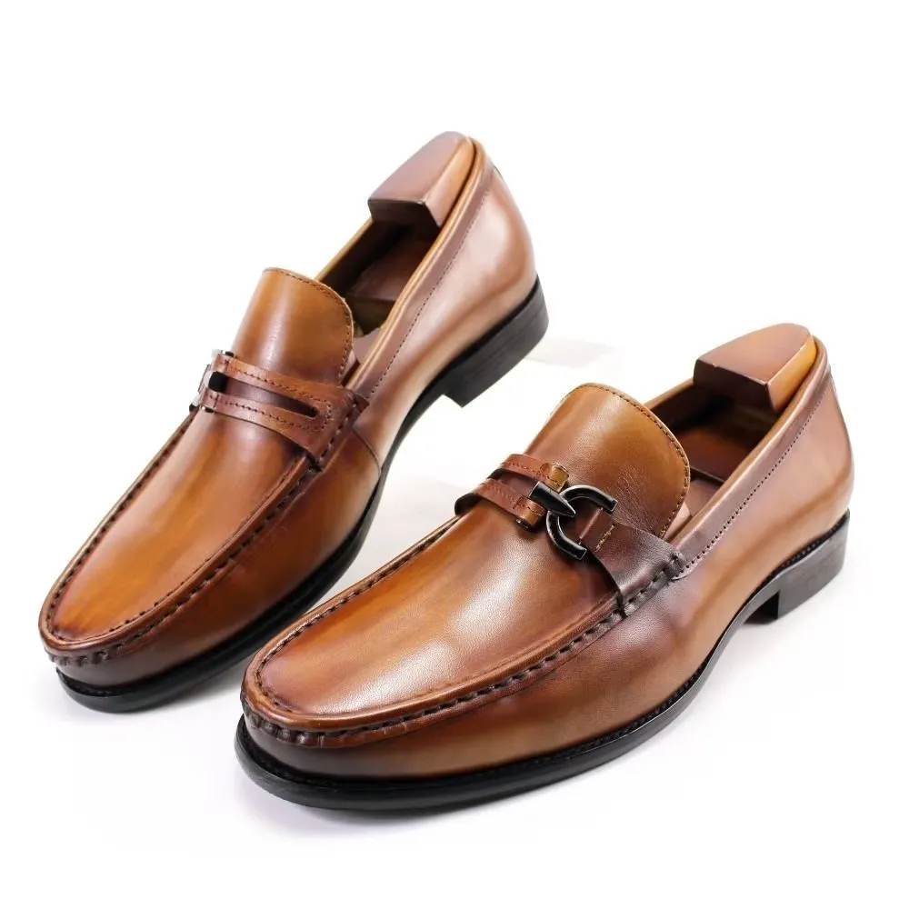 Elegant Leather Slip On Brogue Shoes