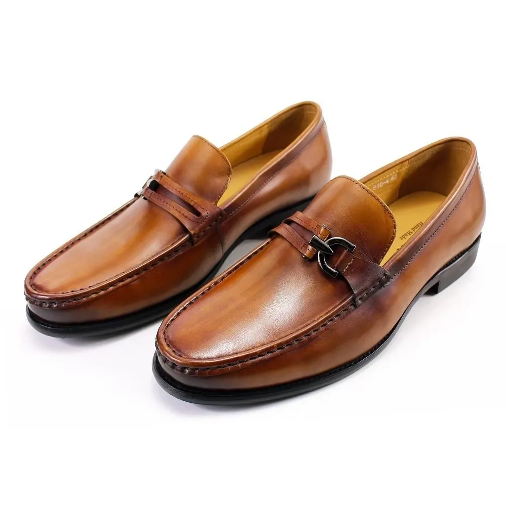 Elegant Leather Slip On Brogue Shoes