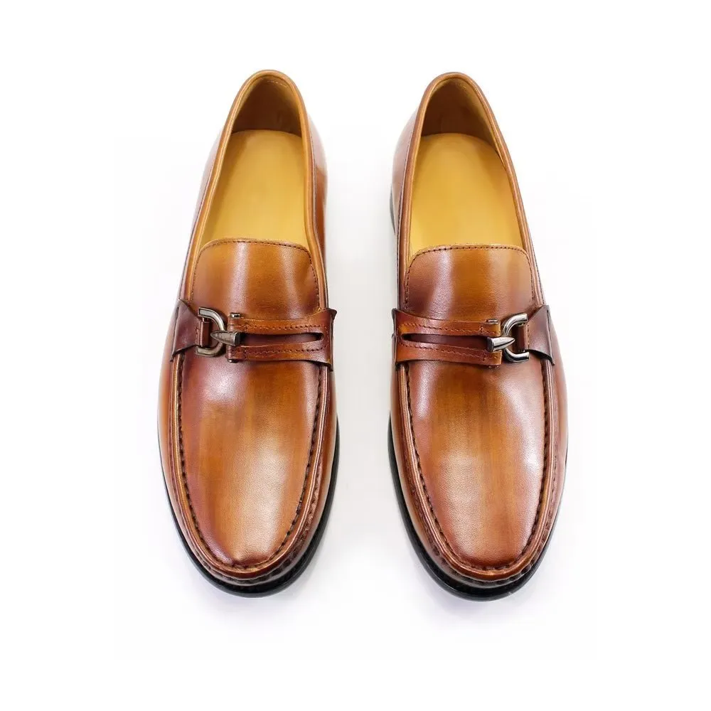 Elegant Leather Slip On Brogue Shoes