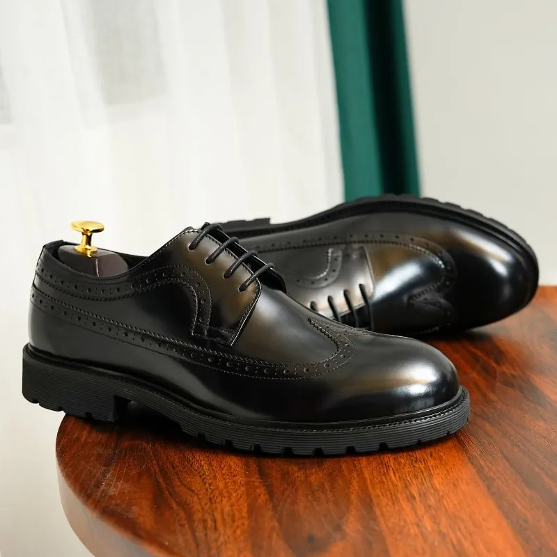 ExoticLux Cow Leather Glossy Oxford Dress Shoes