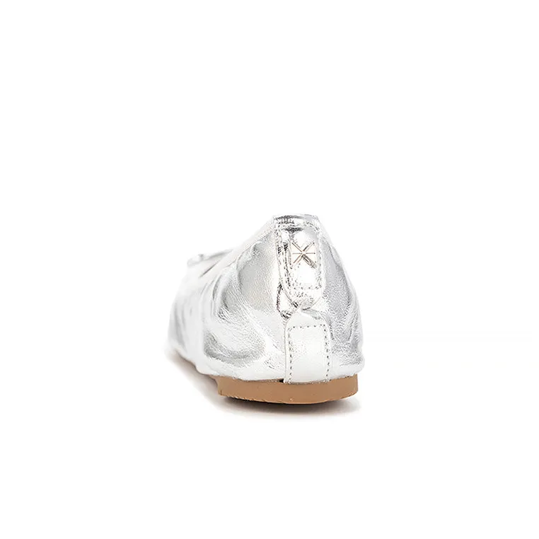 FRANKIE Ballet Flat Shoes - Silver Met