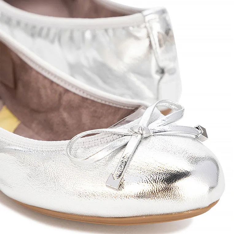 FRANKIE Ballet Flat Shoes - Silver Met