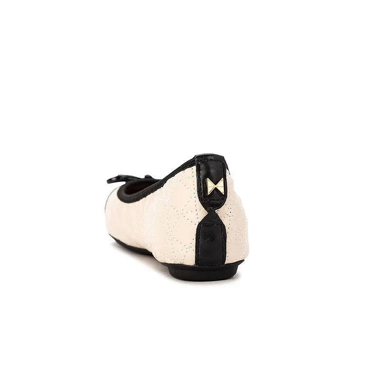 HOLLY Ballet Flat Shoes - Cream/Black