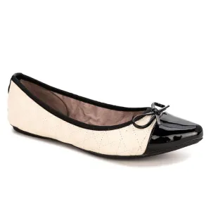 HOLLY Ballet Flat Shoes - Cream/Black