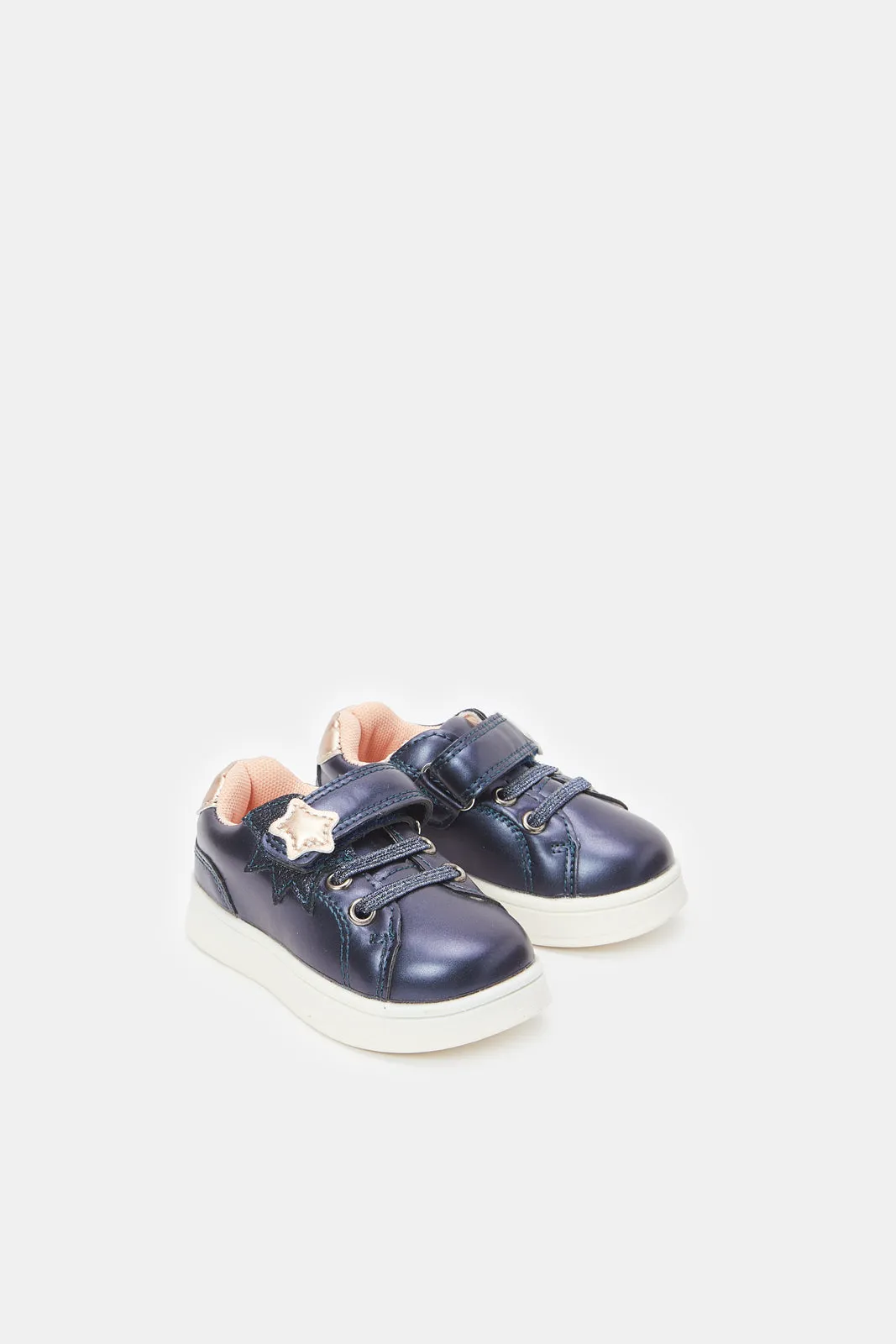 Infant Girls Navy Star Trim Sneaker