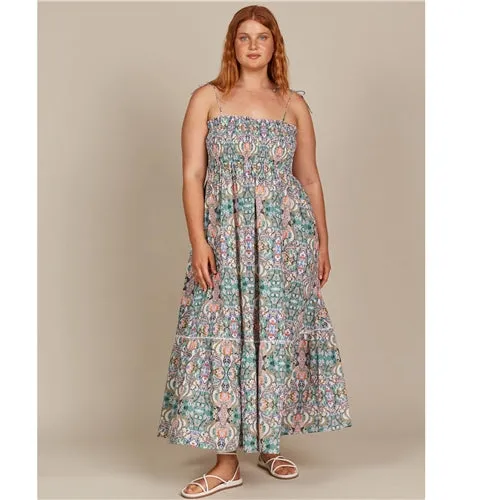 Isle of Mine Remi Shirred Maxi - Lotus Fleuron