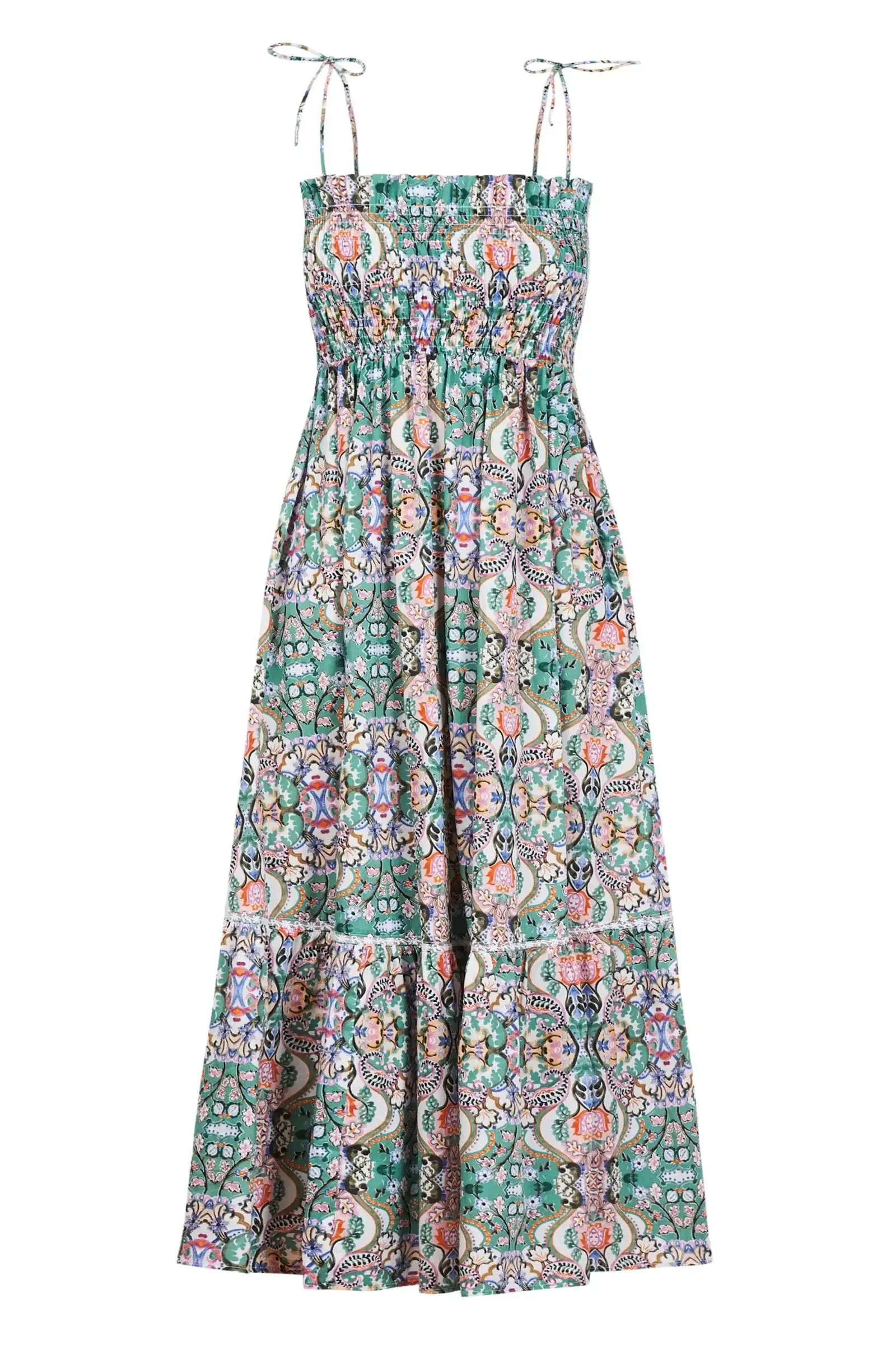 Isle of Mine Remi Shirred Maxi - Lotus Fleuron