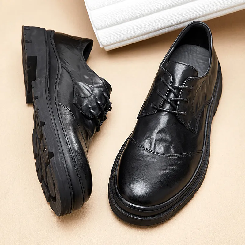 Lavish Leather Lace-Up: Elegant Round Toe Dress Shoes