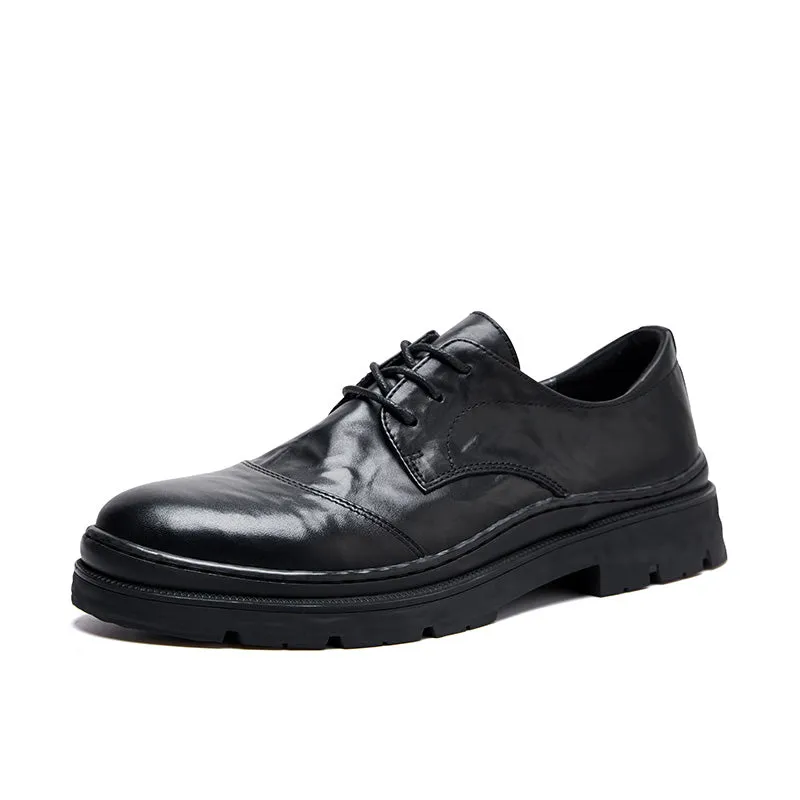 Lavish Leather Lace-Up: Elegant Round Toe Dress Shoes