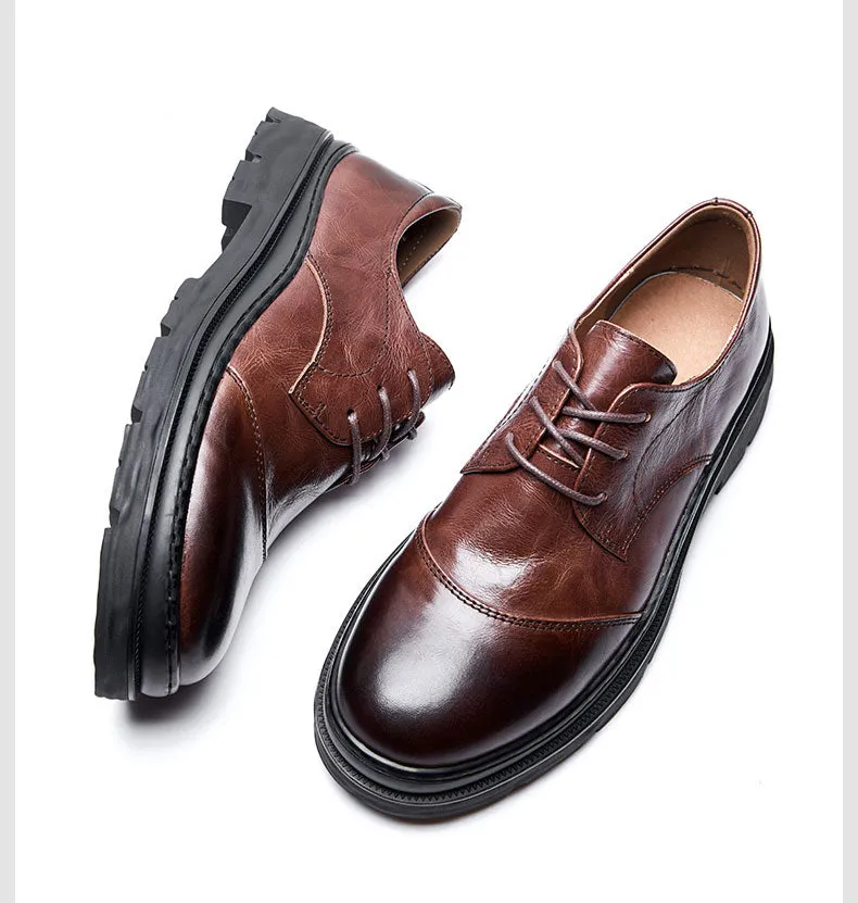 Lavish Leather Lace-Up: Elegant Round Toe Dress Shoes