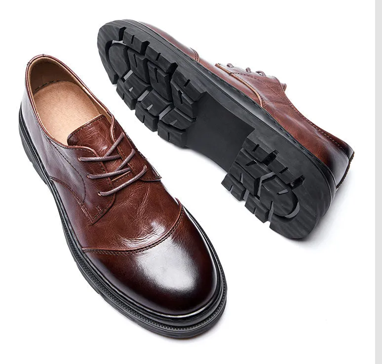 Lavish Leather Lace-Up: Elegant Round Toe Dress Shoes