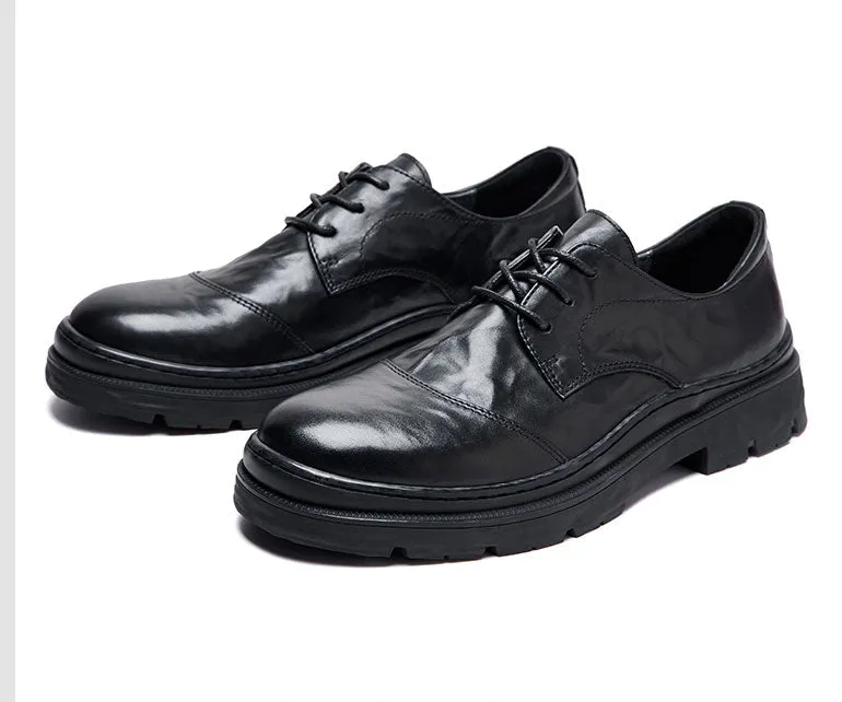 Lavish Leather Lace-Up: Elegant Round Toe Dress Shoes