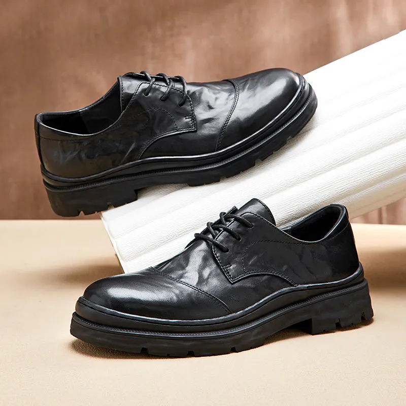 Lavish Leather Lace-Up: Elegant Round Toe Dress Shoes