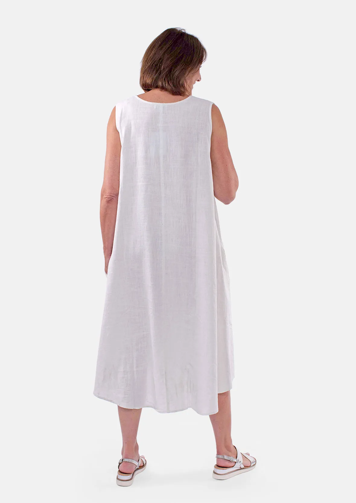 Linen Rich Umbrella Dress With Pockets