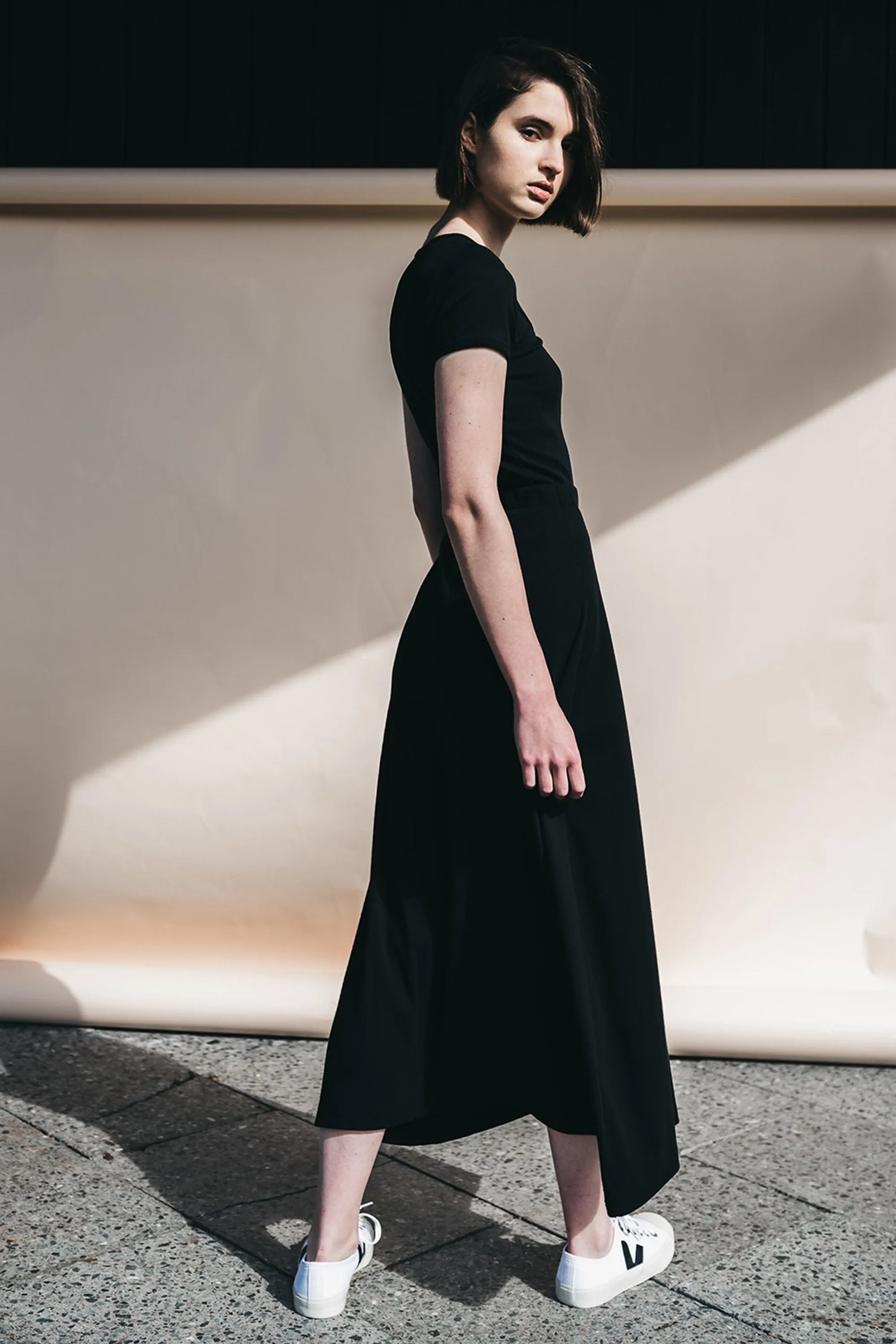 long rib skirt black <br> by Signe