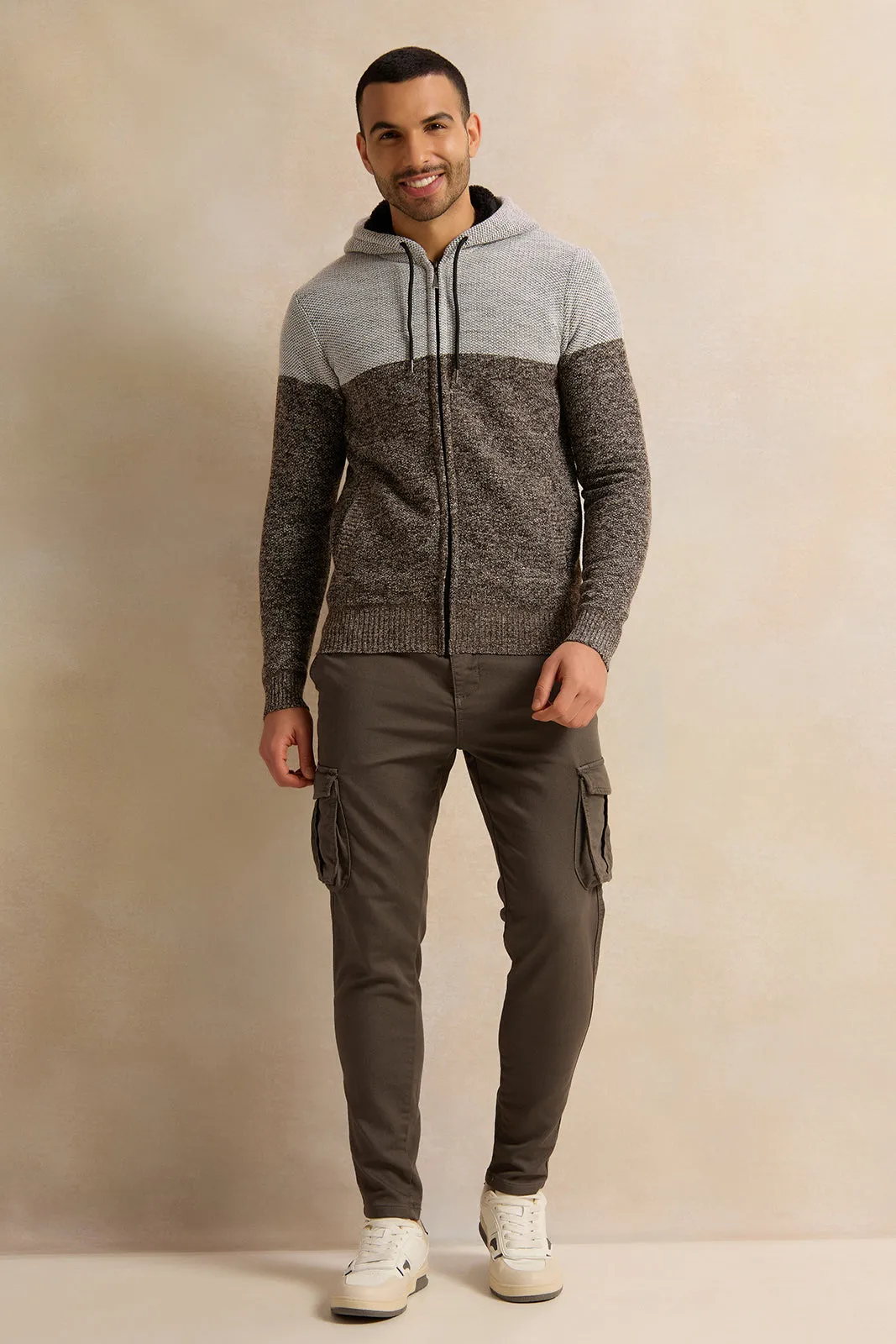 Men Grey Cargo Denim Jogger