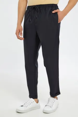 Men Navy Pull-On Trousers