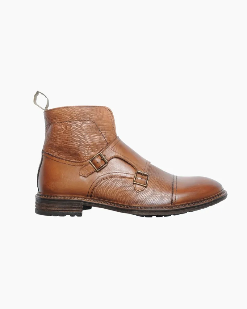 Men's Double Buckle Boot | Brown Leather