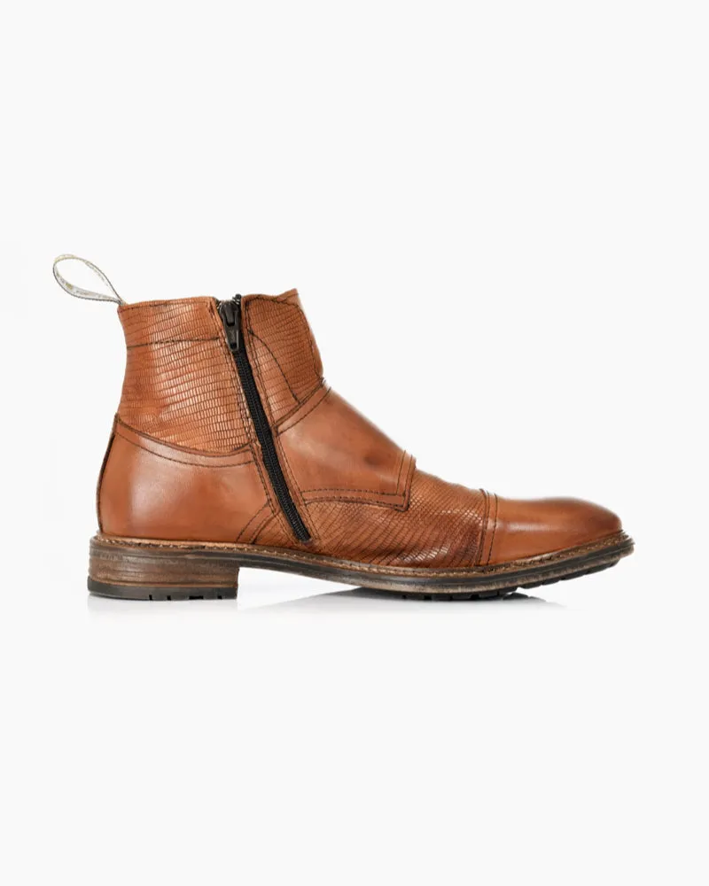 Men's Double Buckle Boot | Brown Leather