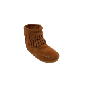 Minnetonka Kid's Double Fringe Side Zip Brown Boot