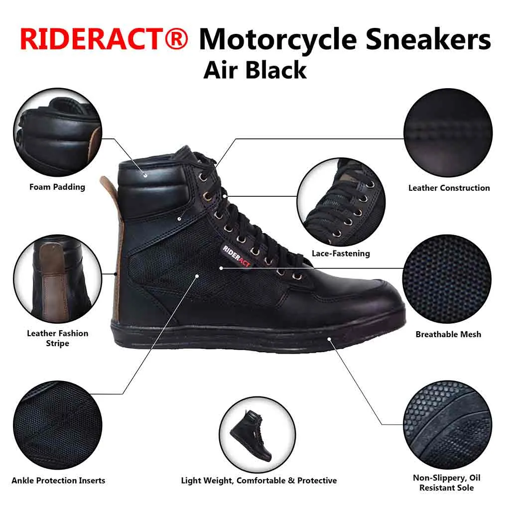 RIDERACT® Motorcycle Sneakers Air Black Riding Sneakers Shoes