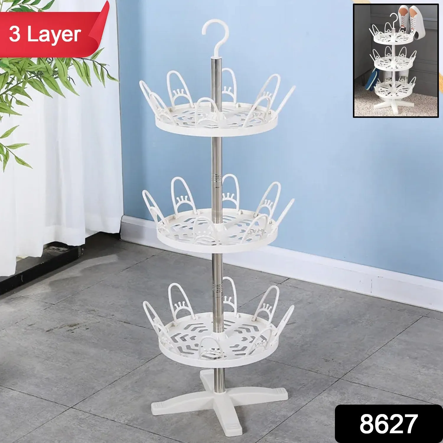 Rotating Shoe Rack, 3 Layer/ 3 Tier Rotating Shoe Rack (1 Pc)