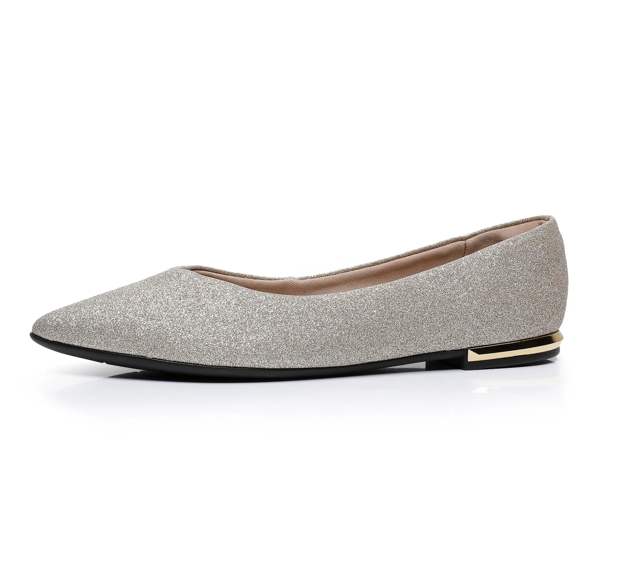 Sleek Deco Point Flats - Glitter Champagne (274.054)