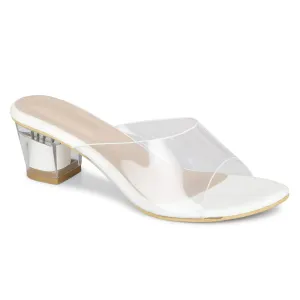 Smart & Sleek Women's Heel Sandals (White, 5)