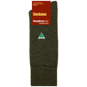 Stockman Work Socks in Khaki Green/Black - Aussie Made