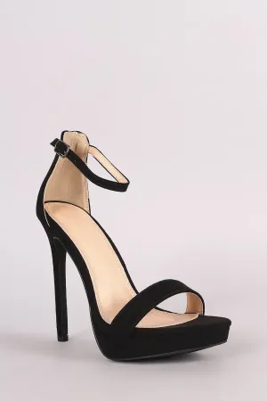 Suede Platform Ankle Strap Stiletto Heel