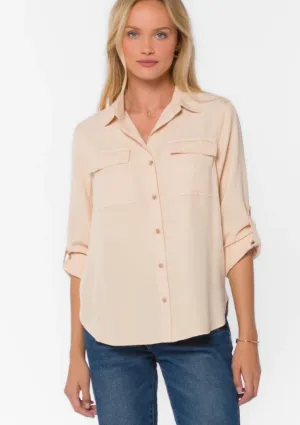 Talma Roll Tab Sleeve Button Front Top