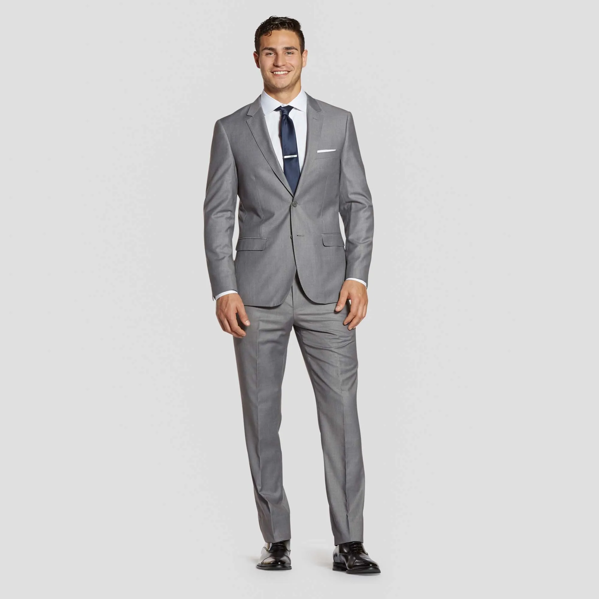 Textured Gray Suit Pants